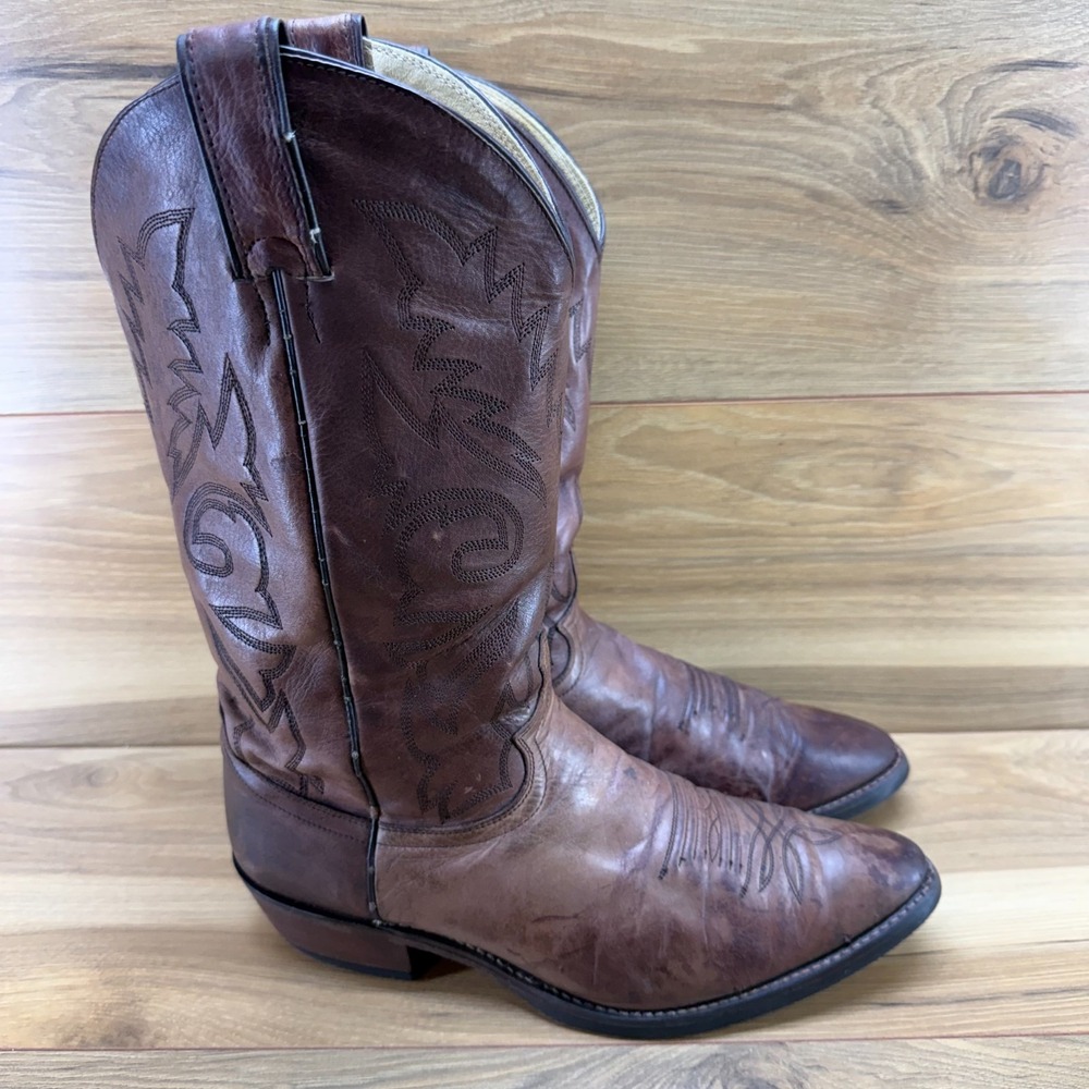 JUSTIN BOOTS Western Boots Mens 11 D Brown Leather Rodeo Ranch Farm